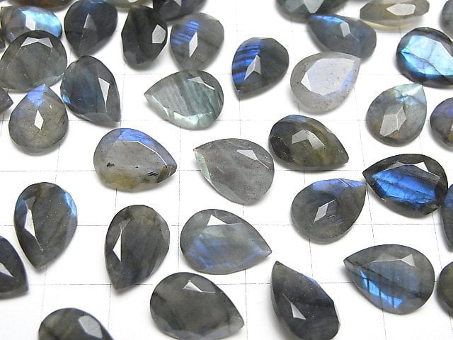 [Video]High Quality Labradorite AA++ Pear shape Faceted 14x10mm 2pcs