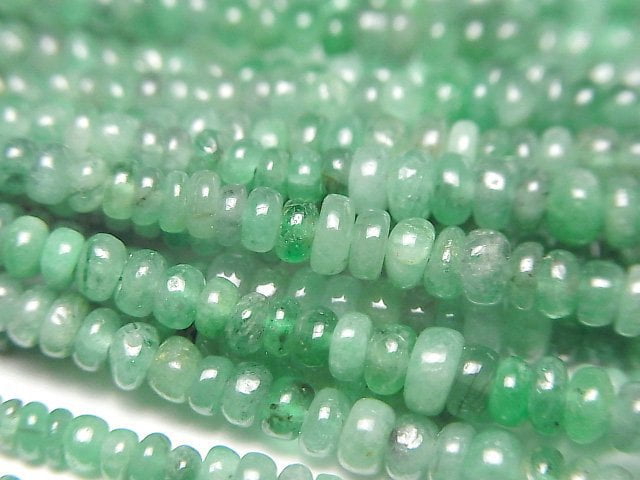 [Video]Emerald AAA- Roundel half or 1strand beads (aprx.5inch/12cm)