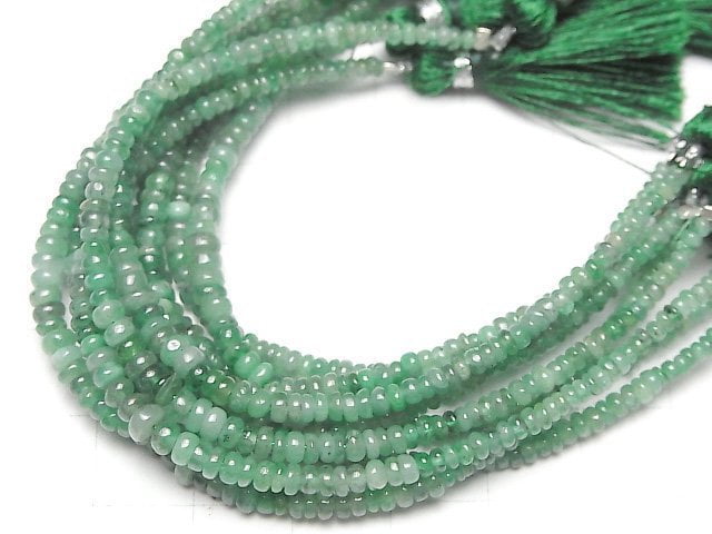 [Video]Emerald AAA- Roundel half or 1strand beads (aprx.5inch/12cm)