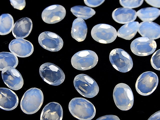 [Video]High Quality Moonlight Quartz AAA Oval Faceted 8x6mm 2pcs