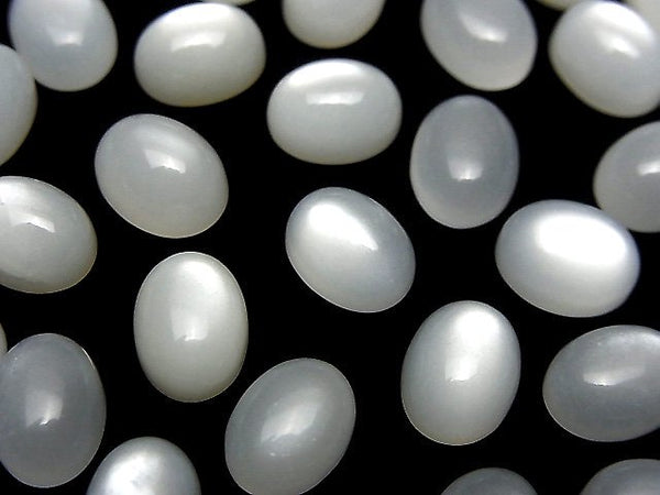 [Video] White Moonstone AAA Oval Cabochon 9x7mm 5pcs