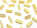 Metal parts Rondelle bar 9.5x3x4mm [3 holes] Gold (with CZ) 3pcs