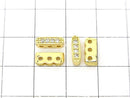 Metal parts Rondelle bar 9.5x3x4mm [3 holes] Gold (with CZ) 3pcs