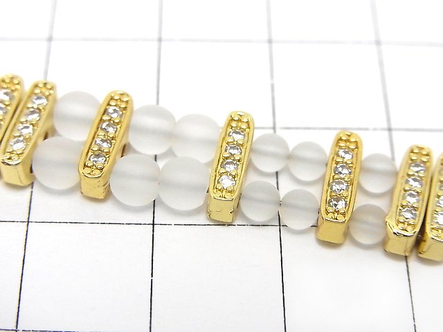 Metal parts Roundel bar 9.5x3x4mm [3 holes] Gold (with CZ) 3pcs