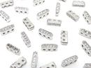 Metal parts Rondelle bar 9.5x3x4mm [3 holes] Silver (with CZ) 3pcs