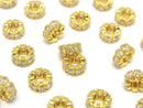 Metal parts Rondelle 8x8x4mm Gold color (with CZ) 2pcs