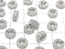 Metal parts Rondelle 8x8x4mm Silver color (with CZ) 2pcs