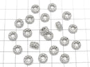 Metal parts Rondelle 8x8x4mm Silver color (with CZ) 2pcs