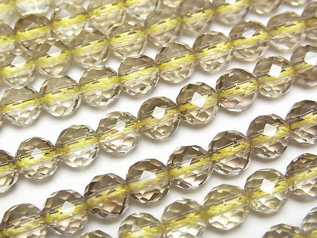 [Video]High Quality Lemon x Smoky Quartz AAA 64Faceted Round 7mm half or 1strand beads (aprx.15inch/36cm)