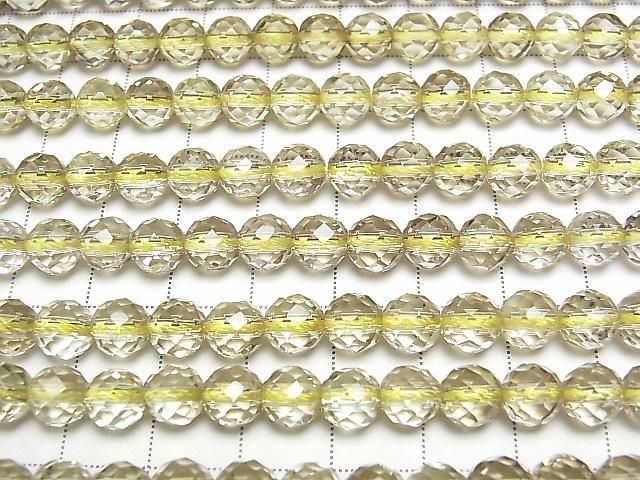 [Video]High Quality Lemon x Smoky Quartz AAA- 64Faceted Round 7mm half or 1strand beads (aprx.15inch/36cm)