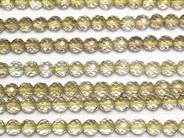 [Video]High Quality Lemon x Smoky Quartz AAA 64Faceted Round 7mm half or 1strand beads (aprx.15inch/36cm)