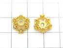 Metal parts Bead cap 12x12x5mm gold color (with CZ) 4pcs