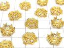 Metal parts Bead cap 12x12x5mm gold color (with CZ) 4pcs