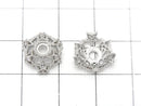 Metal parts Bead cap 12x12x5mm Silver color (with CZ) 4pcs