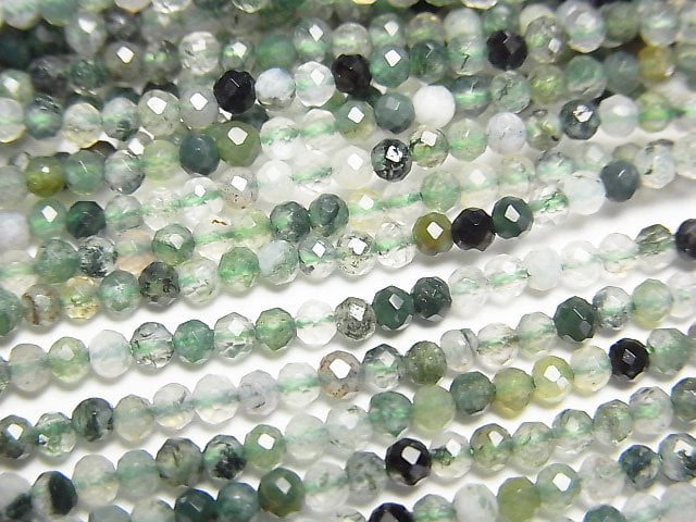 [Video]High Quality! Moss Agate AAA Faceted Round 2mm 1strand beads (aprx.15inch/37cm)