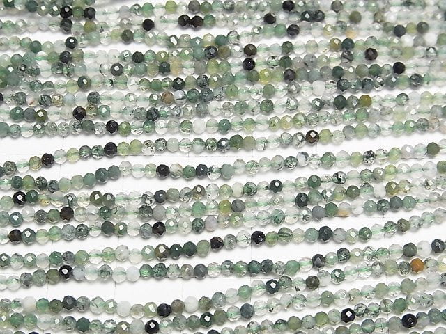 [Video]High Quality! Moss Agate AAA Faceted Round 2mm 1strand beads (aprx.15inch/37cm)