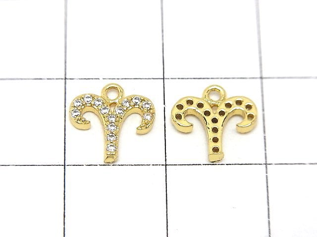 Metal parts Constellation charm 10mm Gold color (with CZ) 2pcs
