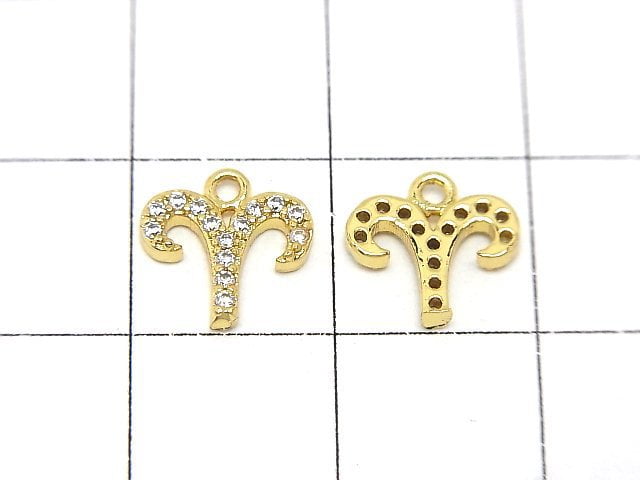 Metal parts Constellation charm 10mm Gold color (with CZ) 2pcs