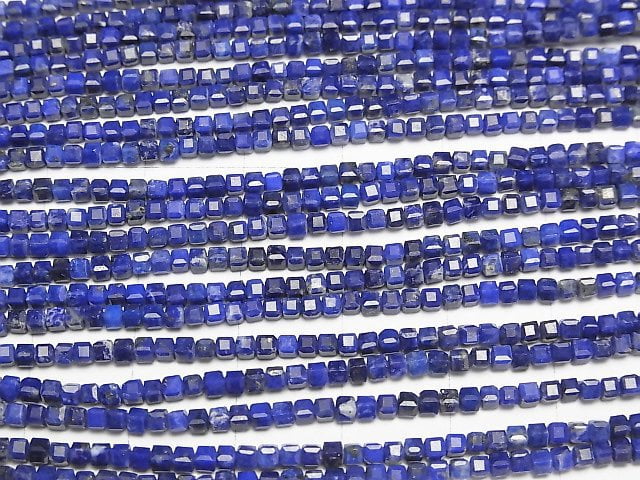 [Video] High Quality! Lapislazuli AA++ Cube Shape 2x2x2mm 1strand beads (aprx.15inch/37cm)