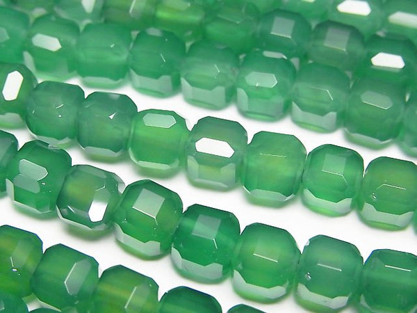 [Video]High Quality! Green Onyx AAA Cube Shape 6.5x6.5x6.5mm 1strand beads (aprx.15inch/36cm)