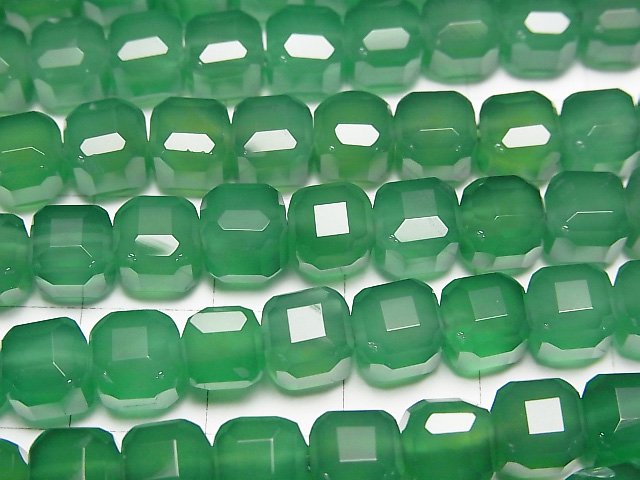 [Video]High Quality! Green Onyx AAA Cube Shape 6.5x6.5x6.5mm 1strand beads (aprx.15inch/36cm)