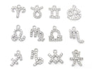 Metal parts Constellation charm 10mm Silver color (with CZ) 2pcs