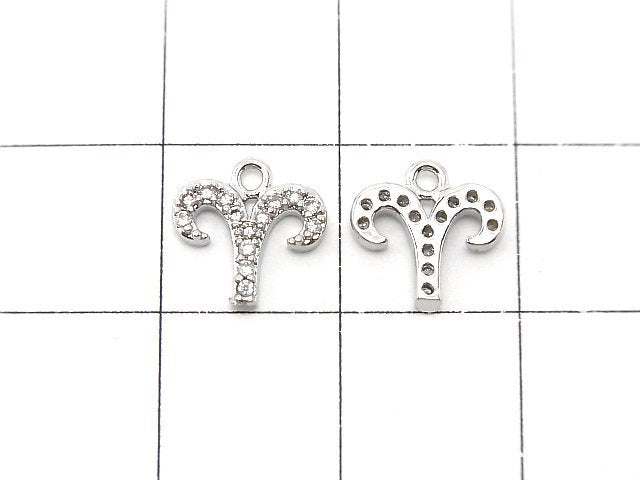 Metal parts Constellation charm 10mm Silver color (with CZ) 2pcs