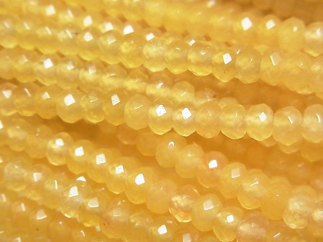 High Quality! Yellow color Jade Faceted Button Roundel 4x4x2.5mm 1strand beads (aprx.13inch/33cm)