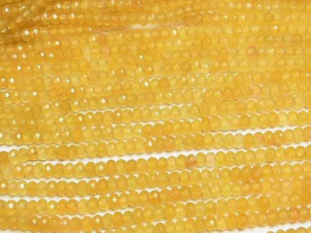 High Quality! Yellow color Jade Faceted Button Rondelle 4x4x2.5mm 1strand beads (aprx.13inch/33cm)