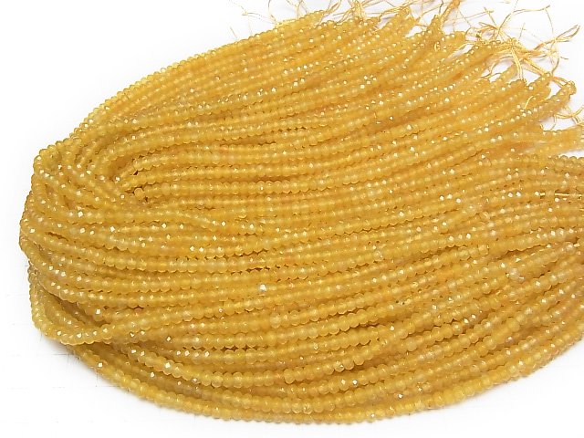 High Quality! Yellow color Jade Faceted Button Roundel 4x4x2.5mm 1strand beads (aprx.13inch/33cm)