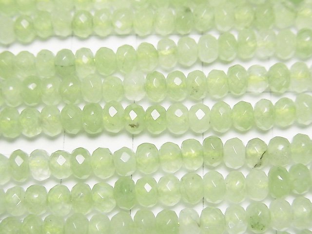 High Quality! Light green color Jade Faceted Button Roundel 4x4x2.5mm 1strand beads (aprx.13inch/33cm)