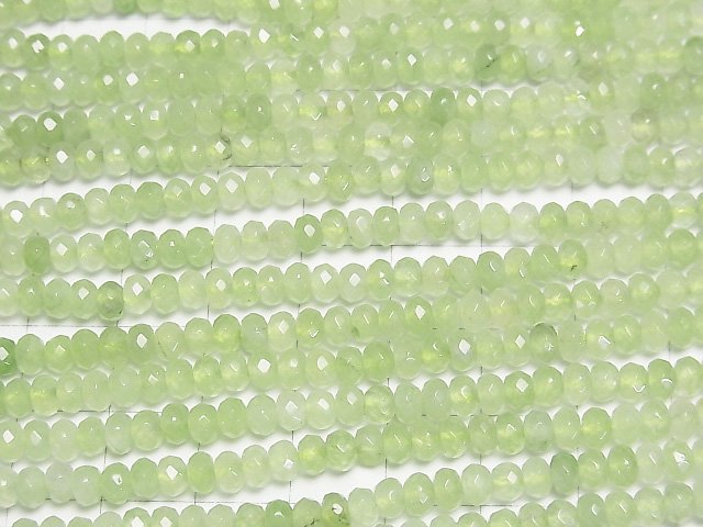 High Quality! Light green color Jade Faceted Button Roundel 4x4x2.5mm 1strand beads (aprx.13inch/33cm)