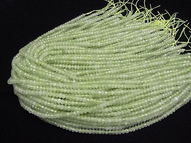 High Quality! Light green color Jade Faceted Button Roundel 4x4x2.5mm 1strand beads (aprx.13inch/33cm)