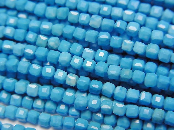 [Video]High Quality! Magnesite Turquoise Cube Shape 2x2x2mm [Blue] 1strand beads (aprx.15inch/36cm)