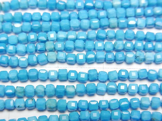 [Video]High Quality! Magnesite Turquoise Cube Shape 2x2x2mm [Blue] 1strand beads (aprx.15inch/36cm)