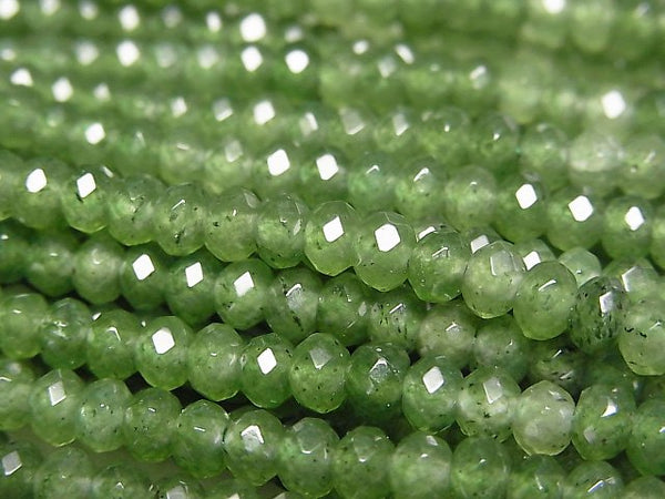 High Quality! Green color Jade Faceted Button Roundel 4x4x2.5mm 1strand beads (aprx.13inch/33cm)