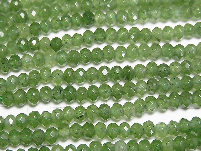 High Quality! Green color Jade Faceted Button Roundel 4x4x2.5mm 1strand beads (aprx.13inch/33cm)