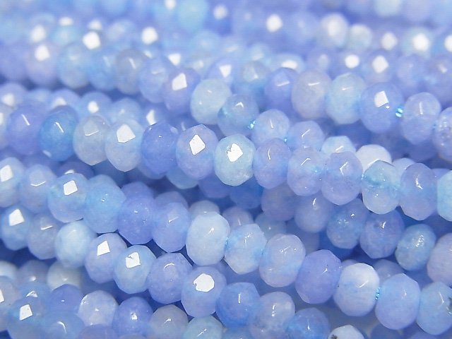 High Quality! Blue color Jade Faceted Button Roundel 4x4x2.5mm 1strand beads (aprx.13inch/33cm)