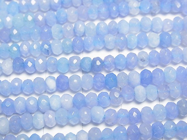 High Quality! Blue color Jade Faceted Button Roundel 4x4x2.5mm 1strand beads (aprx.13inch/33cm)