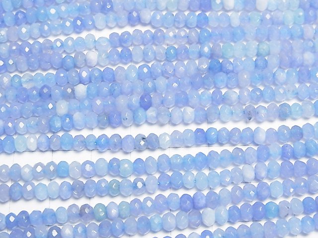 High Quality! Blue color Jade Faceted Button Roundel 4x4x2.5mm 1strand beads (aprx.13inch/33cm)