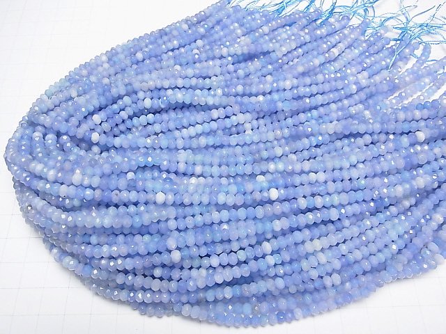 High Quality! Blue color Jade Faceted Button Roundel 4x4x2.5mm 1strand beads (aprx.13inch/33cm)