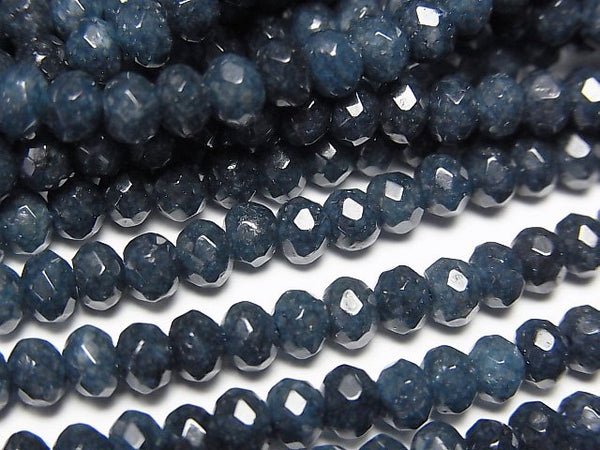 High Quality! Navy color Jade Faceted Button Roundel 4x4x2.5mm 1strand beads (aprx.13inch/33cm)