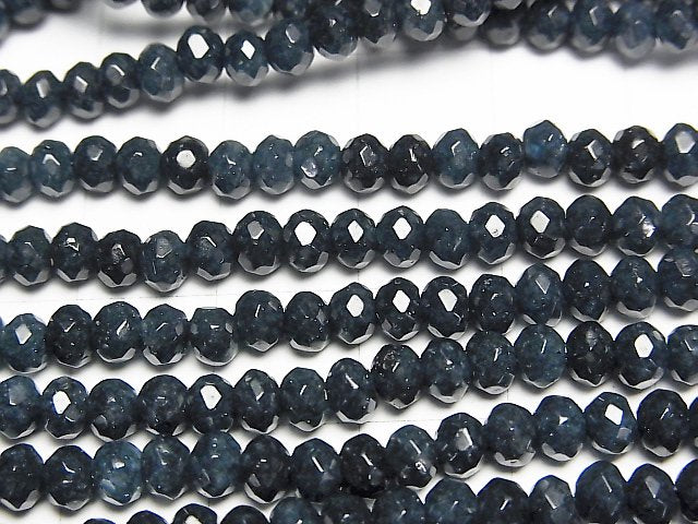 High Quality! Navy color Jade Faceted Button Roundel 4x4x2.5mm 1strand beads (aprx.13inch/33cm)