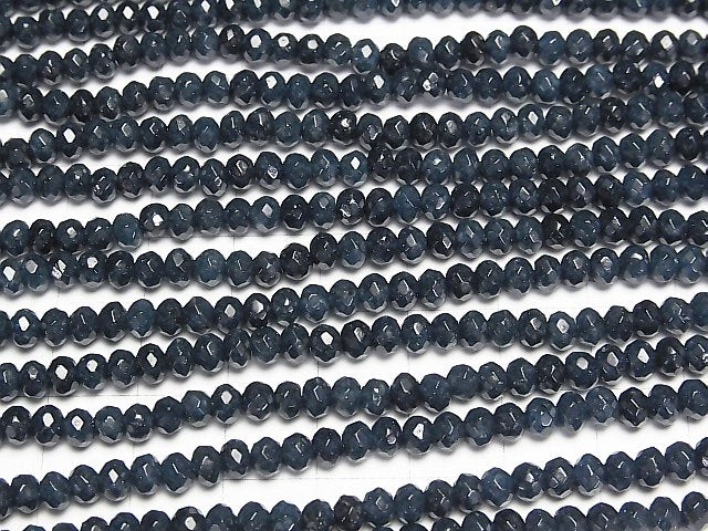 High Quality! Navy color Jade Faceted Button Roundel 4x4x2.5mm 1strand beads (aprx.13inch/33cm)