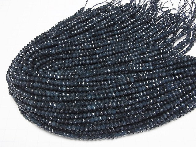 High Quality! Navy color Jade Faceted Button Roundel 4x4x2.5mm 1strand beads (aprx.13inch/33cm)