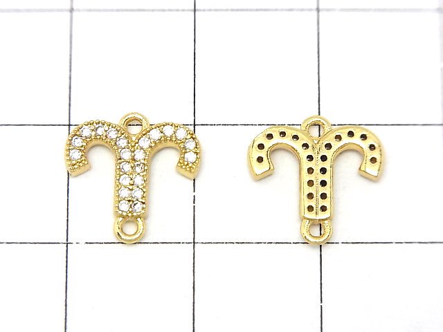 Metal parts Constellation Both Side Charm 11mm Gold color (with CZ) 2pcs