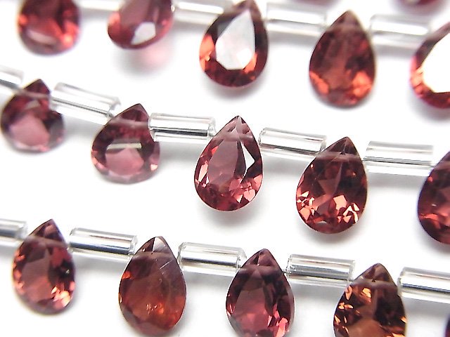 [Video]High Quality Pink Garnet AAA Pear shape Faceted 7x5mm 1strand (18pcs)