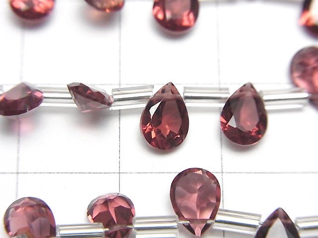 [Video]High Quality Pink Garnet AAA Pear shape Faceted 7x5mm 1strand (18pcs)