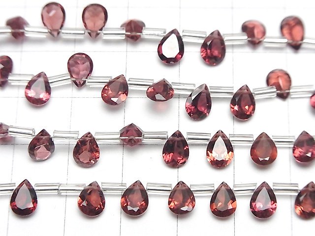 [Video]High Quality Pink Garnet AAA Pear shape Faceted 7x5mm 1strand (18pcs)