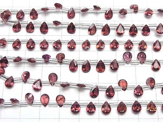 [Video]High Quality Pink Garnet AAA Pear shape Faceted 7x5mm 1strand (18pcs)